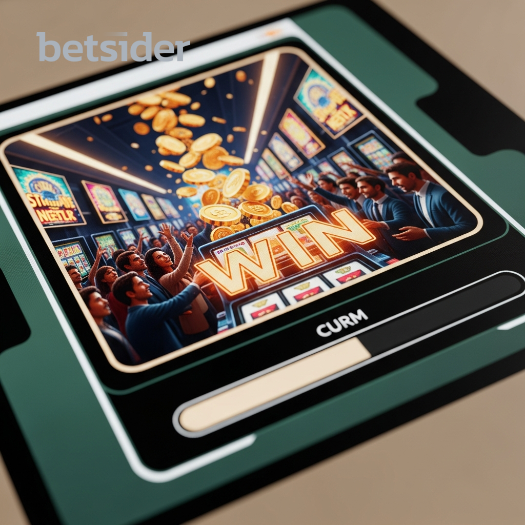 Ein glücklicher Gewinn an einem Spielautomaten