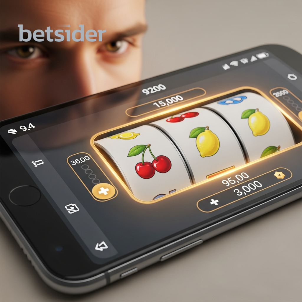 Handy, das ein Slot-Spiel anzeigt